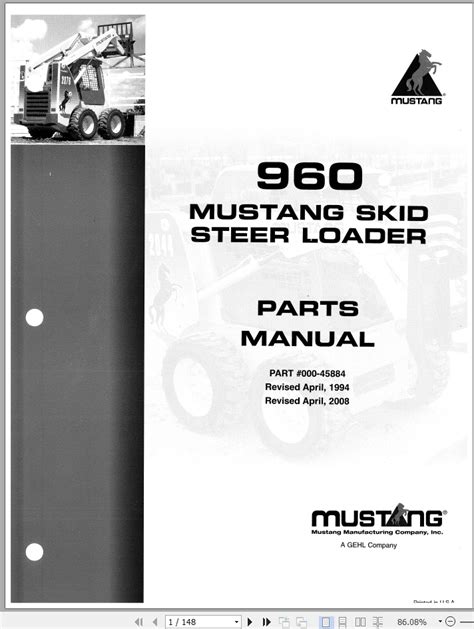 mustang 960 skid steer manual|mustang 960 parts manual.